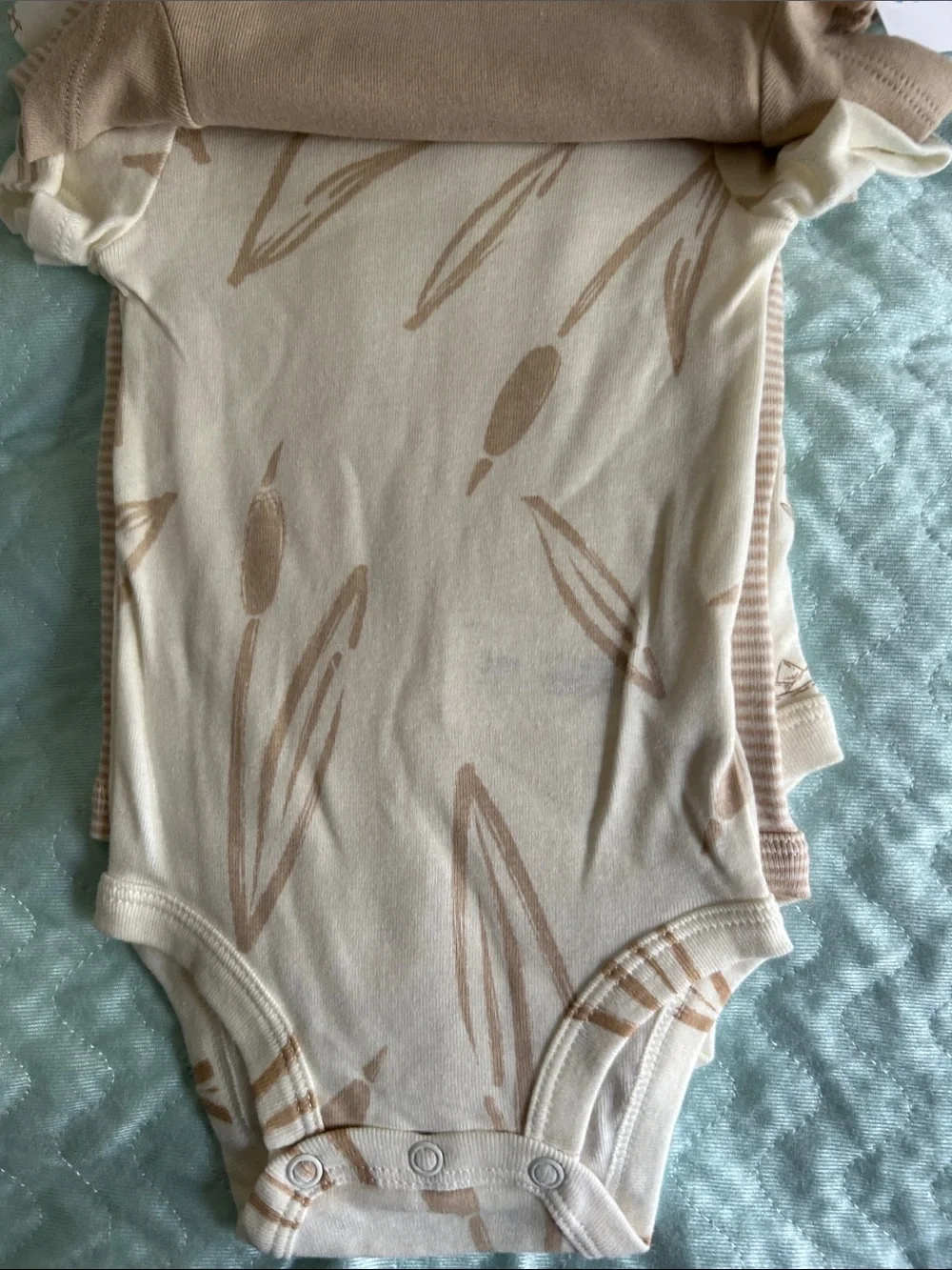 Neutral Beige Kids One-Piece Bodysuit with Goose Print